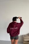 CULTERE YAZILI KAPŞONLU SWEAT Bordo