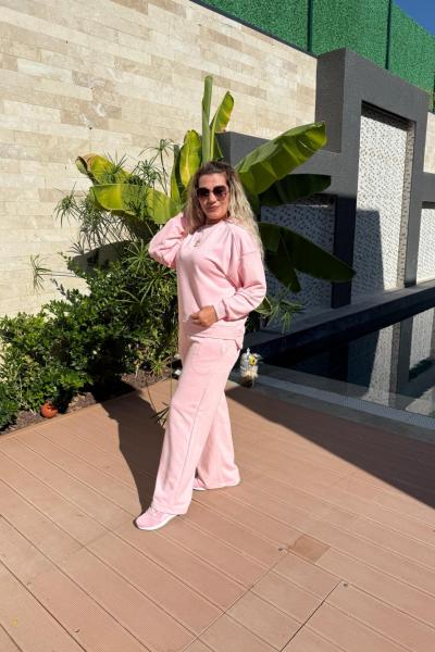 FULL TAŞLI ARKASI UZUN İKİLİ TAKIM Pembe