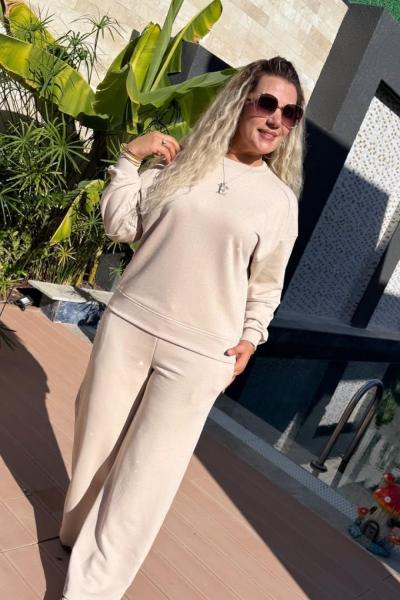 FULL TAŞLI ARKASI UZUN İKİLİ TAKIM Bej