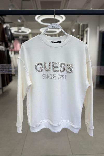 GES 1981 SİNCE TAŞLI ŞARDONSUZ SWEAT 65 CM  Beyaz