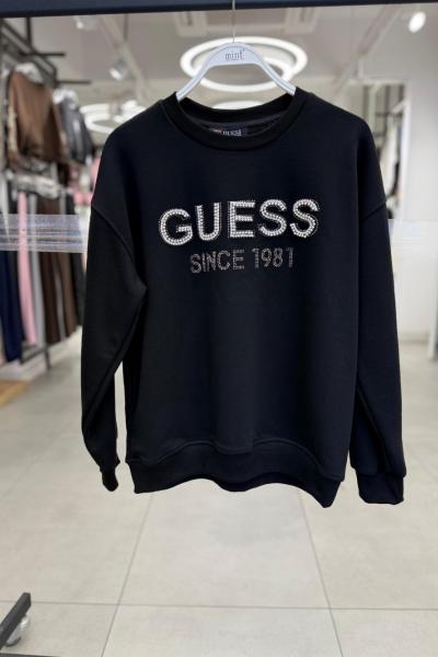 GES 1981 SİNCE TAŞLI ŞARDONSUZ SWEAT 65 CM  Siyah
