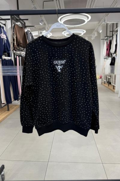 GES ÖN FULL TAŞLI ŞARDONSUZ SWEAT 65 CM  Siyah