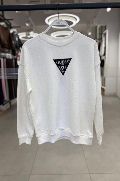 GES ÖN FULL TAŞLI ŞARDONSUZ SWEAT 65 CM  Beyaz