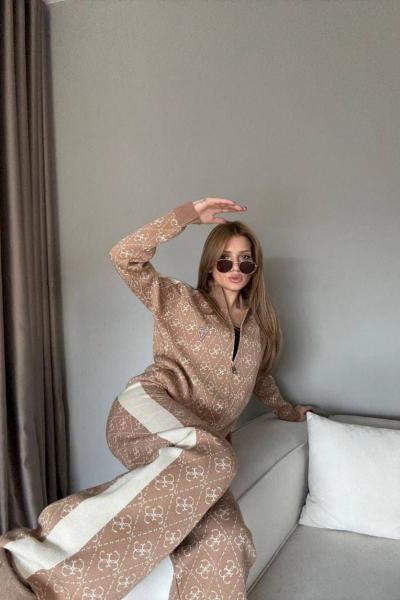 GES TRİKO FERMUARLI İKİLİ TAKIM  Bej