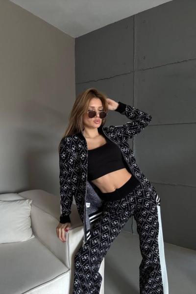 GES TRİKO FERMUARLI İKİLİ TAKIM  Siyah