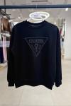 GES ÜÇGEN USA WASHED ŞARDONSUZ SWEAT 65 CM  Siyah