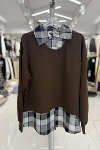 GÖMLEK DETAY SWEAT Acı Kahve