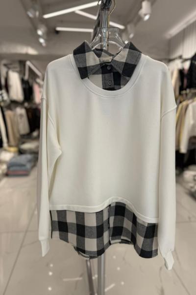 GÖMLEK DETAY SWEAT Beyaz