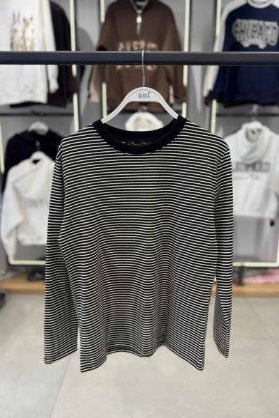 Basic  çizgili düz badi Siyah