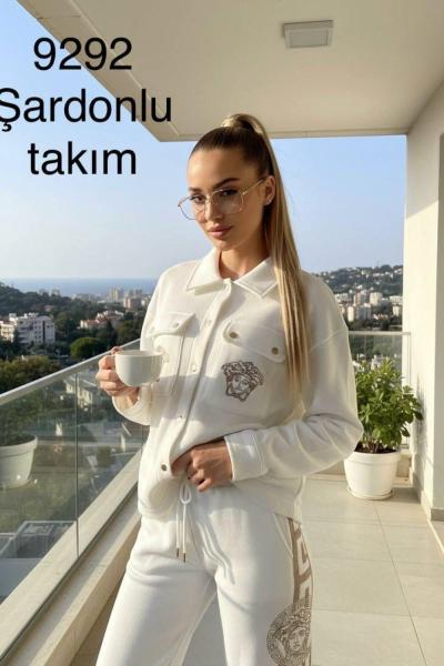 İTHAL ÇITÇITLI BEL KEMERLŞ İKİLİ TAKIM  Beyaz