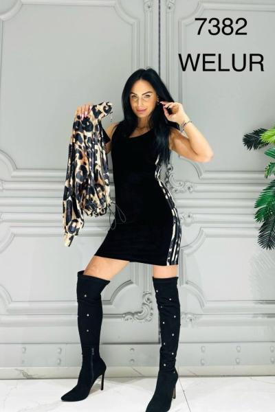 İthal Kadife Ceket Elbise Takım  Siyah Taba