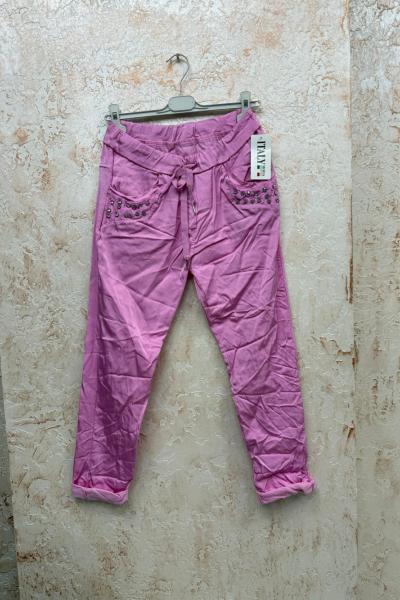 İthal pul payetli pantolon Pembe