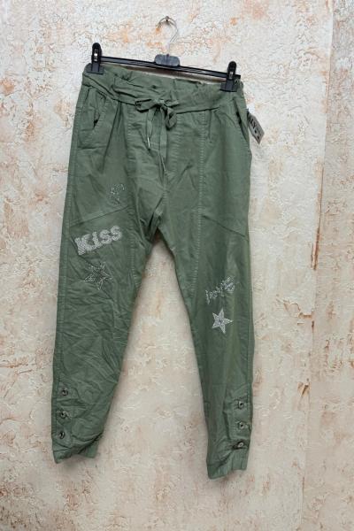 İthal pul payetli pantolon Yeşil