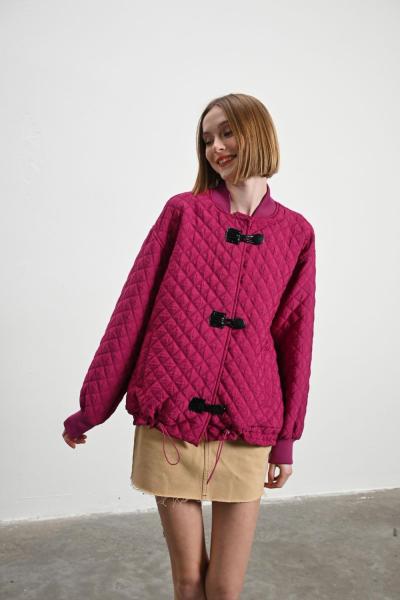 KAPİTONE DÜĞMELİ CEKET Pembe