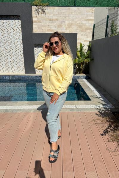 KAPŞONLU FERMUARLI HIRKA  Sarı