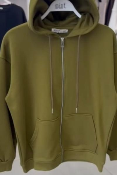 KAPŞONLU FERMUARLI HIRKA  Yeşil