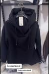 Kapüşonlu Düz Sweatshirt Siyah