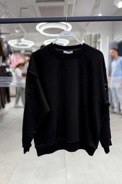 KOL  NAKIŞ İŞLEME ŞARDONSUZ SWEAT 65 CM  Siyah