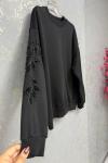 KOL  NAKIŞ İŞLEME ŞARDONSUZ SWEAT 65 CM  Siyah