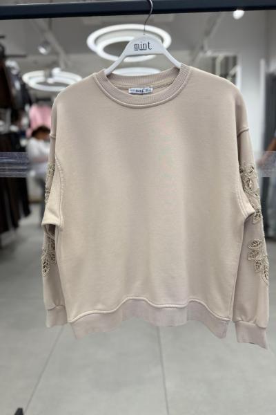 KOL  NAKIŞ İŞLEME ŞARDONSUZ SWEAT 65 CM  Bej