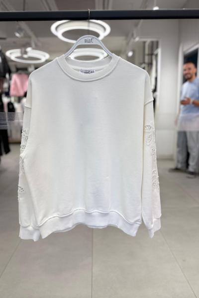 KOL  NAKIŞ İŞLEME ŞARDONSUZ SWEAT 65 CM  Beyaz