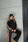 KOL VE PANTOLON LEOPAR DETAY İKİLİ TAKIM Siyah