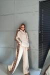 KOL VE PANTOLON LEOPAR DETAY İKİLİ TAKIM Bej