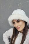 KREM TÜYLÜ ŞAPKA Beyaz