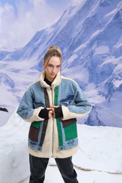 DENIM MIX PELUŞ MONT  Yeşil