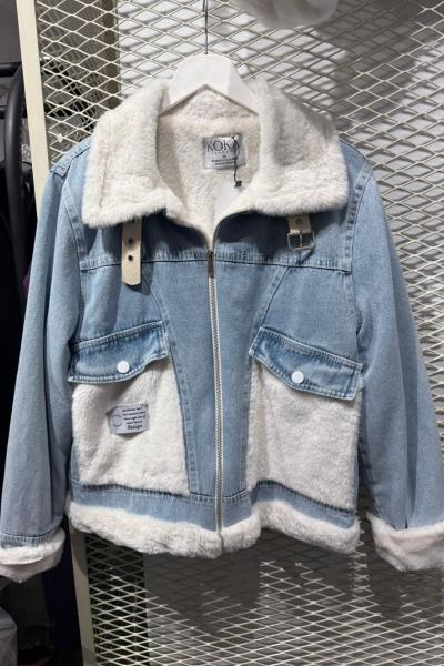 KÜRKLÜ KOT CEKET  Mavi