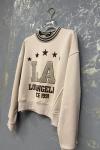 LA LOS ANGELES 1991 YAZILI SWEAT Bej