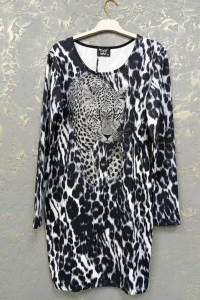 Leopar kaplan detay ithal elbise Siyah