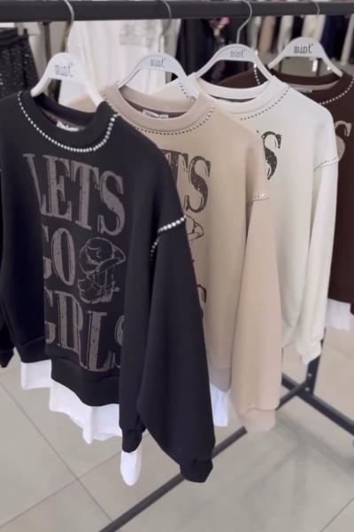 LETS GO GIRLS ZIMBA DETAYLI SWEAT Acı Kahve