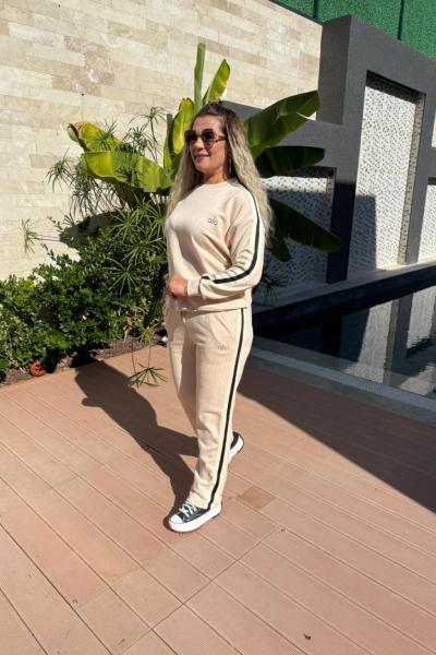 LO YAZILI FULL TAŞLI ŞARDONSUZ İKİLİ TAKIM  Bej