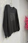 Love İşlemeli Sweat  Siyah