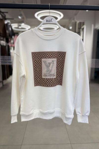 LV TAŞLI ŞARDONSUZ SWEAT 65 CM  Beyaz