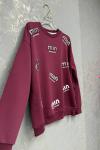 MI MUSE ÇOKLU YAZILI ŞARDONSUZ SWEAT 65 CM BOY Bordo