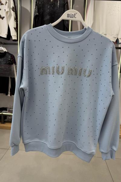 MI ÖN FUL TAŞLI ŞARDONSUZ SWEAT 65 CM Mavi