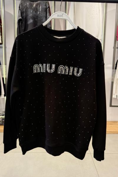 MI ÖN FUL TAŞLI ŞARDONSUZ SWEAT 65 CM Siyah