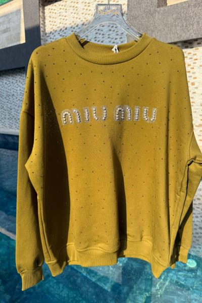 MI ÖN FUL TAŞLI ŞARDONSUZ SWEAT 65 CM Yeşil