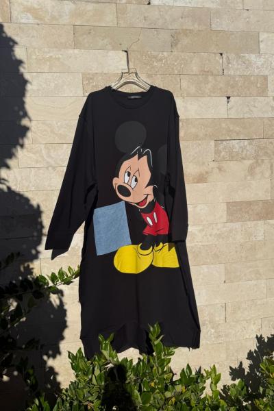 MİKİLİ TASARIM ELBİSE  Siyah