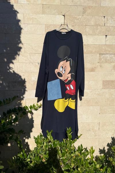 MİKİLİ TASARIM ELBİSE  Lacivert