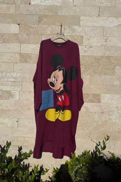 MİKİLİ TASARIM ELBİSE  Mürdüm