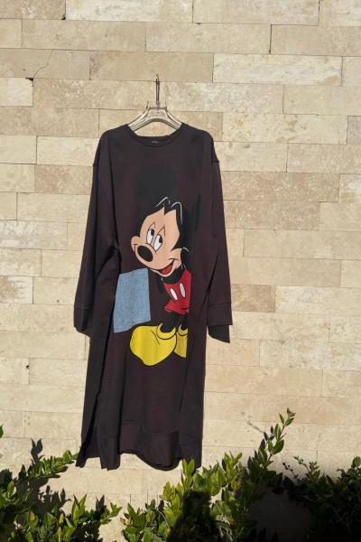 MİKİLİ TASARIM ELBİSE  Kahverengi