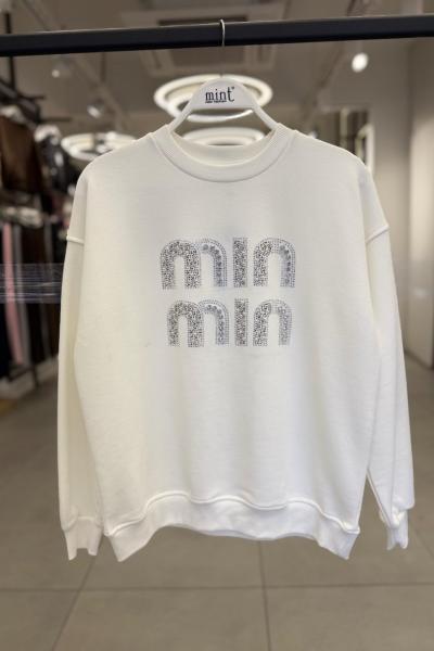 MİN YAZILI ŞARDONSUZ SWEAT 65 CM  Beyaz