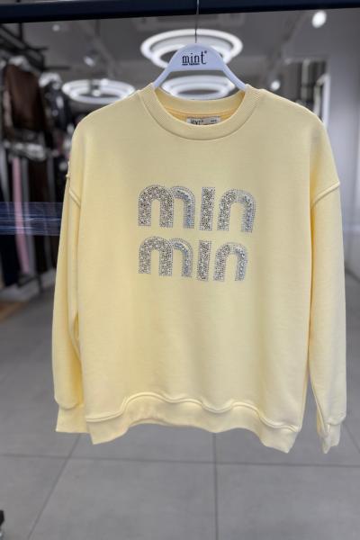 MİN YAZILI ŞARDONSUZ SWEAT 65 CM  Sarı