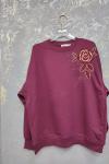 OMUZ GÜL DETAY ŞARDONSUZ SWEAT 65 CM BOY  Bordo