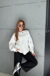 OMUZ KOL DELİK DETAY SWEAT  Beyaz