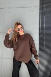 OMUZ KOL DELİK DETAY SWEAT  Acı Kahve