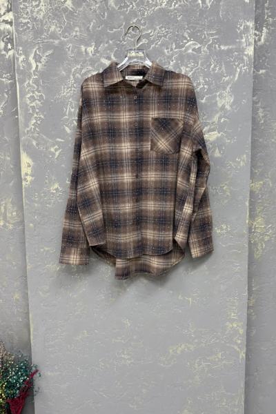 ÖN FULL TAŞLI ODUNCU GÖMLEK Kahverengi